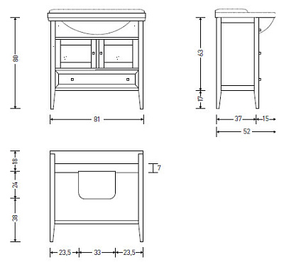 Тумба с раковиной Eban Arianna 85 орех