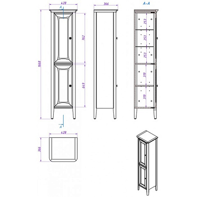 Шкаф-пенал Timo Aurora M-R cappuccino