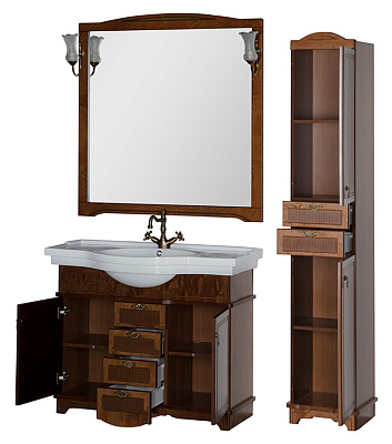 Тумба с раковиной Aquanet Луис 110 NEW темный орех