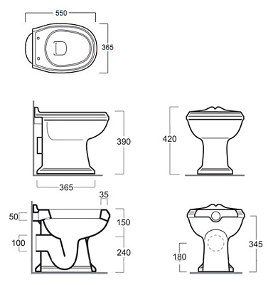 Унитаз приставной Simas Arcade AR 811