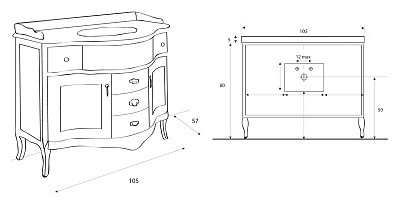 Тумба с раковиной Cezares Rubino ciliegio anticato