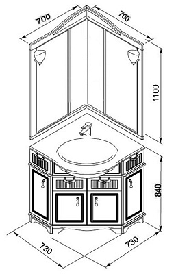 Зеркало Aquanet Луис 70 угловое бежевое