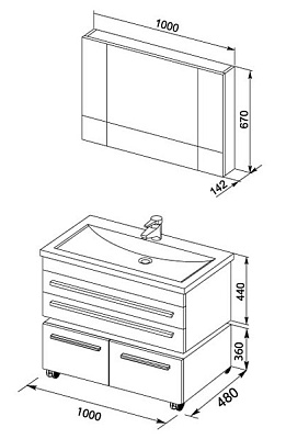 Тумба с раковиной Aquanet Верона 100 подвесная черная