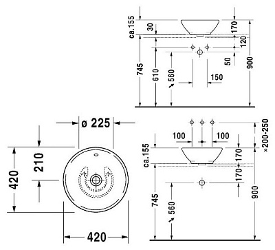 Рукомойник Duravit Bacino 0325420000