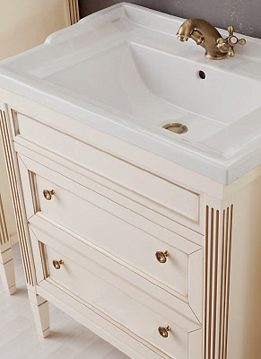 Тумба с раковиной Caprigo Альбион 80 BIANCO Antico с ящиками