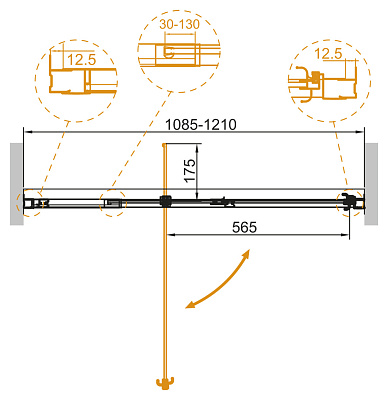Душевая дверь в нишу Cezares VARIANTE-B-1-110/120-C-Cr