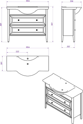 Тумба с раковиной Timo Aurora 105 M-V vanilla