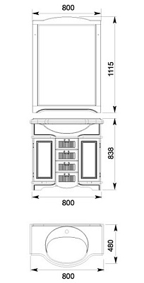 Тумба с раковиной Aquanet Луис 80 темный орех