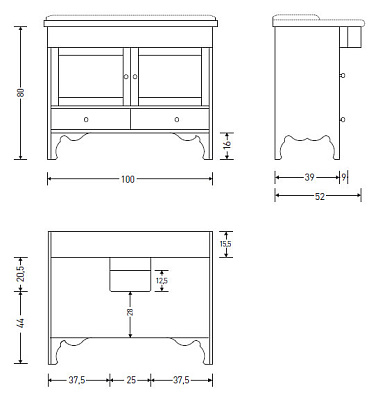 Тумба с раковиной Eban Federica 105 белая