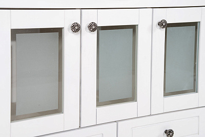 Мебель для ванной ASB-Mebel Флоренция 85 Массив ясеня белая патина серебро витраж