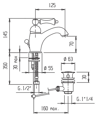 Смеситель Cezares Margot MARGOT-LSM1-03/24-M для раковины