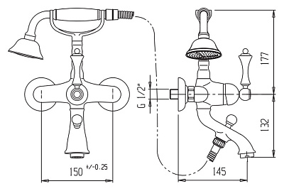 Смеситель Cezares Margot MARGOT-VDM-01-M для ванны с душем