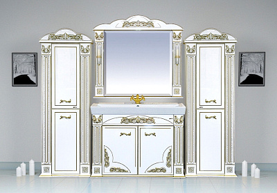 Зеркало Misty Барокко 120 белое патина