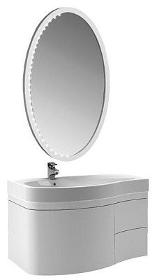 Тумба с раковиной Aquanet Сопрано 1-95  белая с ящиком L