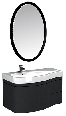 Тумба с раковиной Aquanet Сопрано 1-95  черная с ящиком L