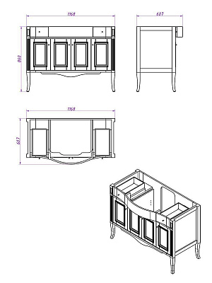 Тумба с раковиной Timo Aura 120 M-VR bianco/gold