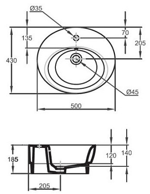 Раковина Jacob Delafon Ove E1708 встраиваемая