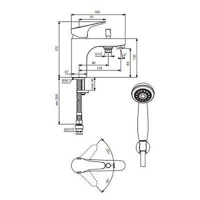Смеситель Vidima Next BA402AA для ванны с душем