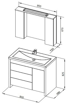 Тумба с раковиной Aquanet Тиана 90 венге