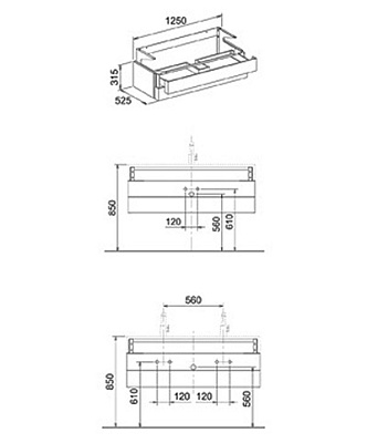 Тумба с раковиной Keuco Edition 300 грецкий орех 125 см