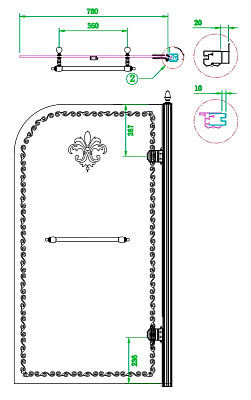 Шторка для ванны Cezares RETRO-V-1-80/145-PP-G-R