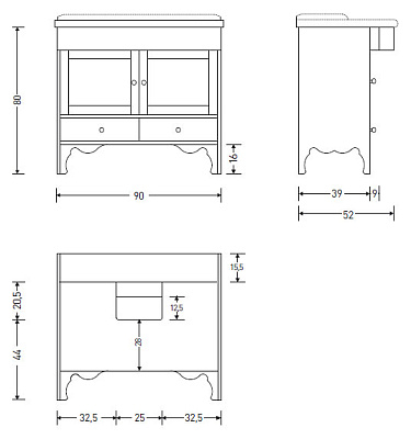 Тумба с раковиной Eban Federica 95 белая