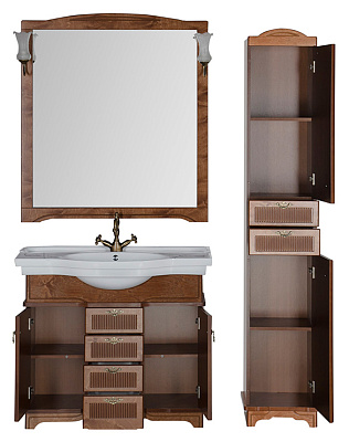 Тумба с раковиной Aquanet Луис 100 NEW темный орех