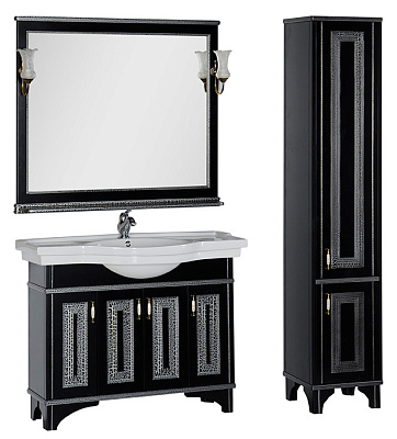 Мебель для ванной Aquanet Валенса 110 черный краколет/серебро