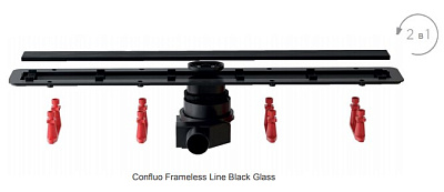 Confluo Frameless Line 750 Black Glass Линейный трап PESTAN