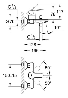 Смеситель Grohe BauEdge 23334000 для ванны с душем