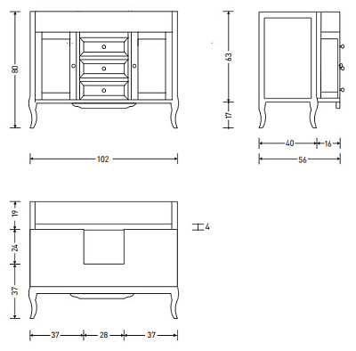 Тумба с раковиной Eban Rebecca 110 белая