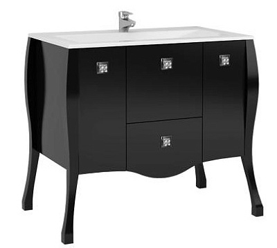 Тумба с раковиной Aquanet Мадонна 90 черная с кристаллами Swarovski