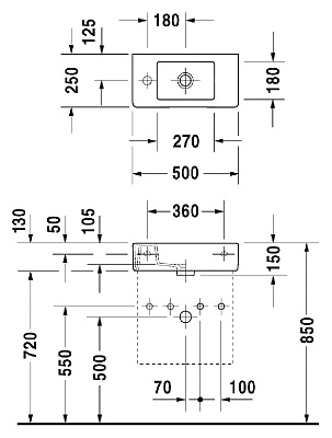 Раковина Duravit Vero 0703500009 L (50 см)