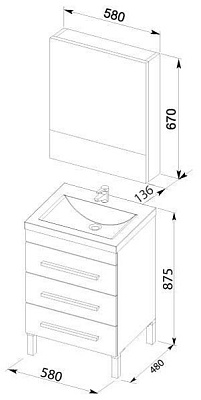 Тумба с раковиной Aquanet Верона 58 черная