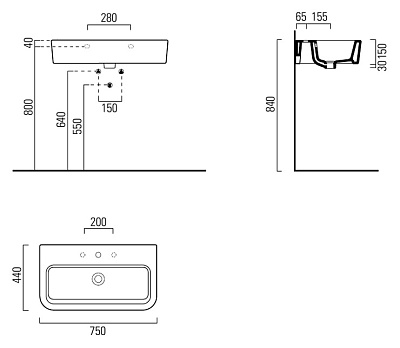 Раковина GSI Traccia 694011 (75 см)