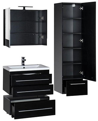 Тумба Aquanet Нота 75 подкатная черная