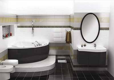 Тумба с раковиной Aquanet Сопрано 2-95  черная R