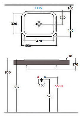 Раковина Globo Stone SSN56.BI
