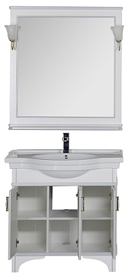 Тумба с раковиной Aquanet Валенса 90 белый краколет/серебро