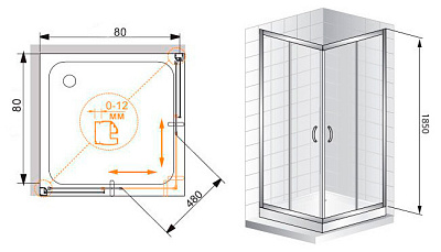 Душевой уголок Cezares Pratico A2 80 C Cr