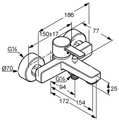 Смеситель Kludi Zenta 386709175 для ванны с душем