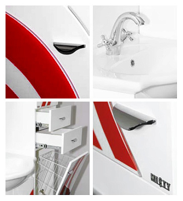 Тумба с раковиной Misty Каролина 60 3 ящика R красное стекло