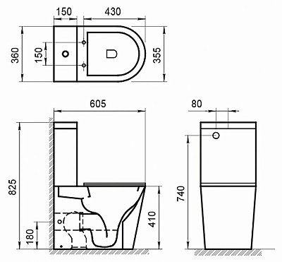 Чаша для унитаза-компакт BelBagno Flay-R BB2149CPR