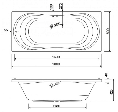 Акриловая ванна CEZARES Apollo 180x80