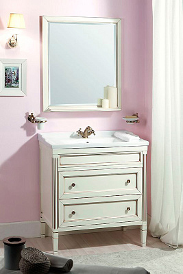 Тумба с раковиной Caprigo Альбион 80 BIANCO Light Vintage с ящиками