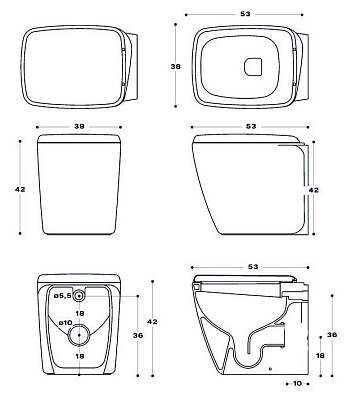 Унитаз приставной Disegno Ceramica Fluid 580-P