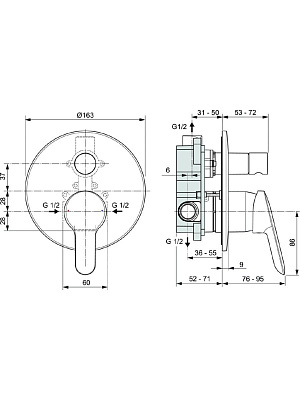 Смеситель для ванны с душем Ideal Standard Dot 2.0 A7165AA