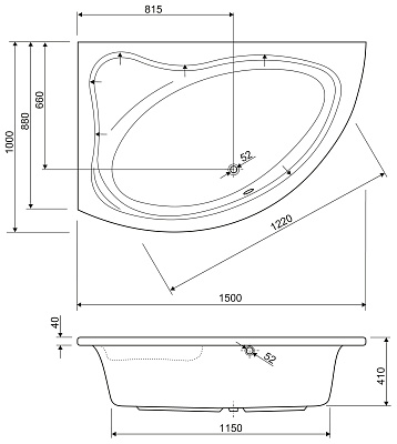 Акриловая ванна CEZARES Tebe 150x100 L
