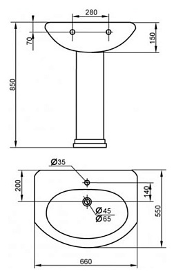 Раковина Cezares Liza с пьедесталом