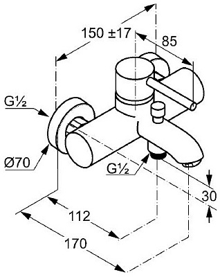 Смеситель Kludi Bozz 386910576 для ванны с душем